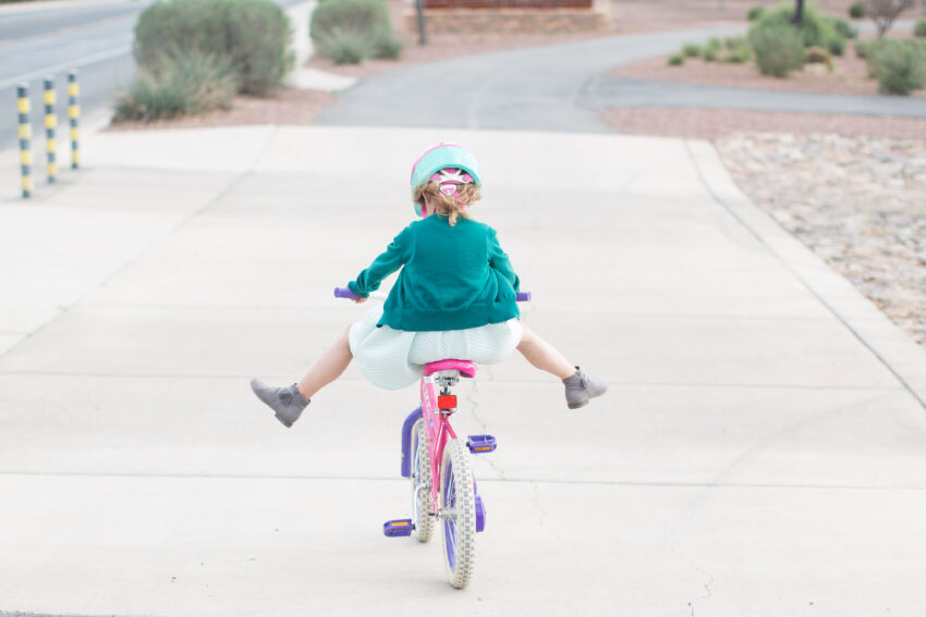 Girl riding bicycle